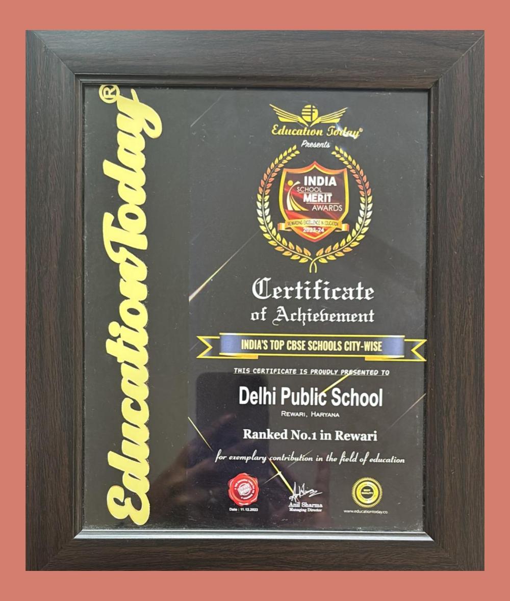 India School Merit Award 2023–24 – Ranked No. 1 CBSE School in Rewari
